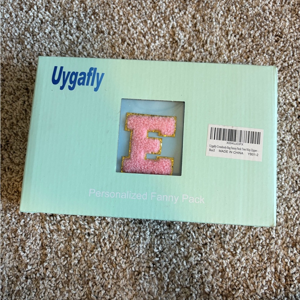 E Initial Personalized Fanny Pack in Blue